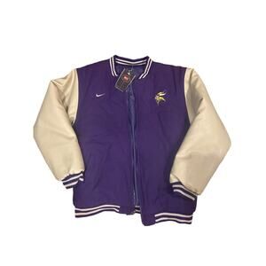 Rare Vintage Minnesota Vikings Deadstock Youth Leather Nike Jacket- Yth Lg Read